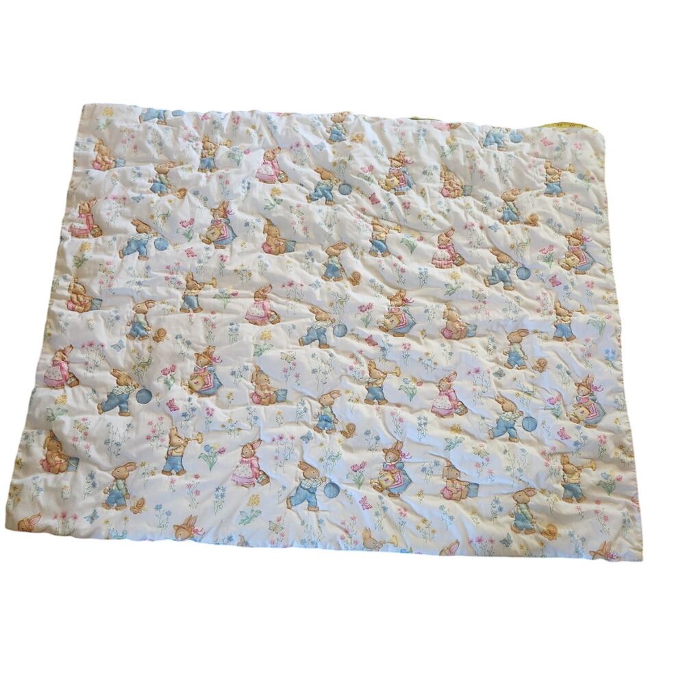 Vintage Handmade Crib Sized Bunny Quilt